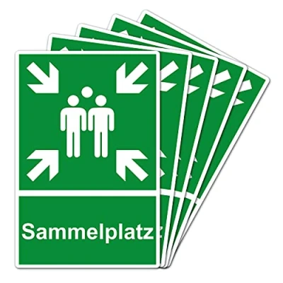 Abbildung von 5 Stück XXL Sammelplatz Schild 30 x 40 cm aus stabiler PVC Hartschaumplatte mm Sammelstelle Sammelpunkt mit UV Schutz von STROBO