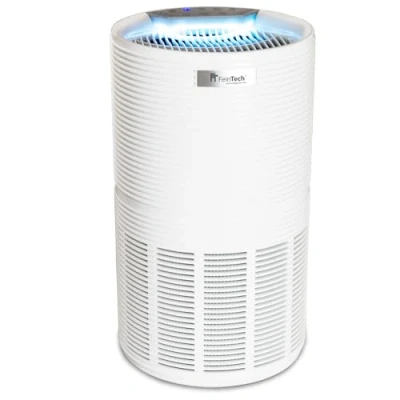 Abbildung von FeinTech Luftreiniger Raucherzimmer mit Aktivkohlefilter, Hepa 13 Filter bis 45 m² für Allergiker gegen Gerüche, Staub, Pollen, Tierhaare und Aerosole, FLR00100