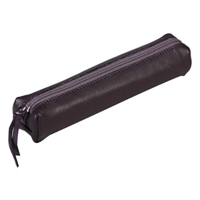 Abbildung von Clairefontaine 410081C Schlampermäppchen Lawrence Slim, aus Lammleder, 19,5 x 2,5 4cm, 1 Stück, Aubergine