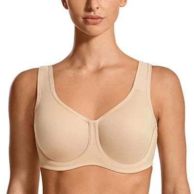 Abbildung von syrokan Damen Max Control massiv High Impact Plus Größe Bügel Sport BH, beige, Size 90C