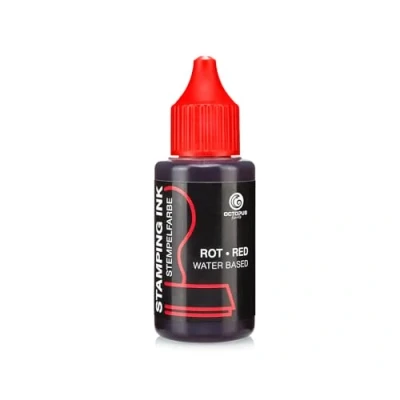 Abbildung von Octopus Fluids Stempelfarbe, Nachfüllfarbe zum Nachtränken von Stempelkissen und Stempelautomaten, 30ml rot ohne Öl