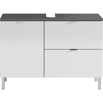 Abbildung von Germania WB Unterschrank 8530 569 GW MAURESA, in Graphit/weiß, Frotnen Hochglanz, EIN Schubkasten, Oberboden mit Aussparung für Siphon, 80x56x34 cm (BxHxT)