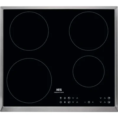 Abbildung von AEG Induktionskochfeld autark 60cm / 4 Zonen mit 4x Power Funktion für schnelles Kochen 14 Stufen Edelstahlrahmen Timer Touch Bedienung je Zone kompatibel Haubenautomatik IKB6430AXB