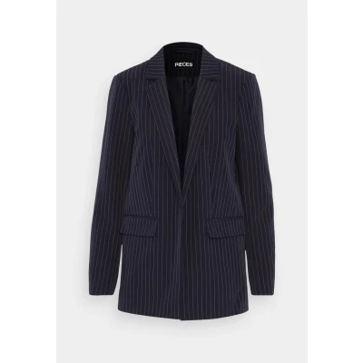 Abbildung von Pieces Pcbossy Striped Kurzmantel, Damen, Größe: Small, Sky captain