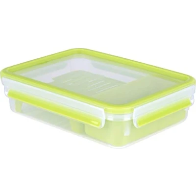 Abbildung von Emsa 518099 Clip &amp; Go Brunchbox 1,2 L Mit Gittereinsatz und 2. Ebene To 100 % dicht Frische Dichtung Qualität Made In Germany, Grün
