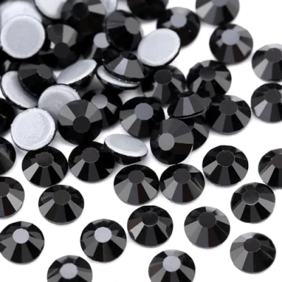 Abbildung von Jollin Hot Fix Kristalle Flacher Rückseite Strasssteine Glas Glitzersteine Nagelkunst Edelsteine Gems, Jet, SS20 576pcs