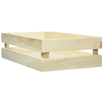 Abbildung von Rayher 62727000 Holzkiste Latten Optik, 30,5 x 16,7 7,6 cm, Holz FSC zertifiziert, plus 2 Wandhaken, Pappelholz glatt geschliffen, Lattenkiste zum bemalen, Natur