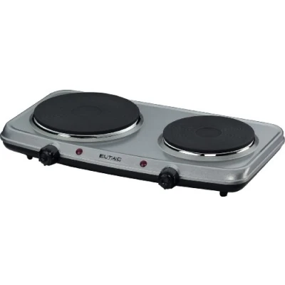 Abbildung von ELTAC Doppelkochplatte DK 28 2 Gussheizplatten, stufenlos regelbar, Überhitzungsschutz, 2500 Watt, Silbermetallic