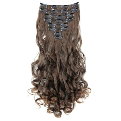 Abbildung von CAISHA XXL 35cm 8 Teile Set CLIP IN EXTENSIONS Haarverlängerung Haarteil Voluminös Gewellt Braun Mix CES208 1
