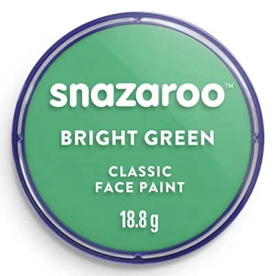 Abbildung von Snazaroo 1118444 Schminkfarbe Leuchtendgrün, 18ml Topf hautfreundliche Gesichtschminke auf Wasserbasis, wasservermalbar, parabenfrei, Face &amp; Bodypaint Farbe für Kinder Erwachsene