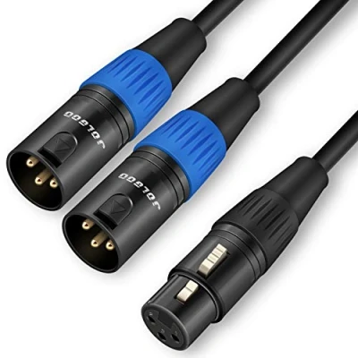 Abbildung von JOLGOO XLR Splitterkabel, Buchse auf Dual Stecker, Y Splitter Mikrofonkabel, 2 männliche Kabel, 1,5 Meter