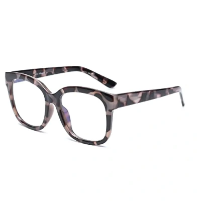 Abbildung von JIM HALO Blaulichtblockerbrille für Damen Übergroße Quadratische Computerbrille Metall CP Bügel Graue Schildkröte