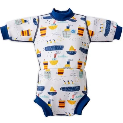 Abbildung von Splash About kleine Mädchen Happy Nappy Wetsuit Einteiliger Badeanzug, Tug Boats, 12 24 Monate