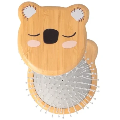 Abbildung von PARSA Beauty Nature Kids Bürste ohne Griff aus Bambus mit Koala Print Klimaneutrale Haarbürste für Kinder ganz Ziepen niedliche Kinderhaarbürste