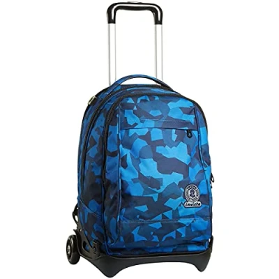 Abbildung von Invicta TROLLEY, Rucksack mit Trolleyfunktion, 3 in 1, Schulranzen Rollen, Abnehmbarer Rucksack, ab 1. Klasse, für Schule, Gymnasium, Reisen&amp;Freizeit, Mädchen&amp;Jungen, blau, CAMO SQUARED