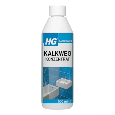 Abbildung von HG Kalkweg Konzentrat, starker Kalkreiniger für das Badezimmer, entfernt Kalkflecken und Ablagerungen von Duschköpfen, Wasserhähnen, Badewannen Ablagen (500 ml)