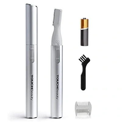 Abbildung von TOUCHBeauty Augenbrauentrimmer Elektrischer Korrekturtrimmer Kabellos für Damen,Augenbrauenrasierer Augenbrauenschneider Präzisionstrimmer mit Führungskamm, Batteriebetrieben, Silber AG 815S