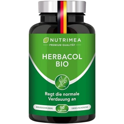 Abbildung von COLON CLEANSE HERBACOL 100% BIO Natürlich Magen &amp; Darm reinigen entgiften 6 Wöchige Darmkur mit Flohsamenschalen, Fenchel, Aloe Vera Verdauungs Booster Kapseln NUTRIMEA®