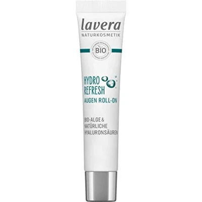 Abbildung von lavera Hydro Refresh Augen Roll On mit Alge und Hyaluronsäure kühlt erfrischt vegan Naturkosmetik 15 ml