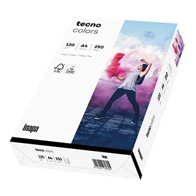 Abbildung von inapa farbiges Druckerpapier, buntes Papier tecno Colors: 160 g/m², A4, 250 Blatt, weiß
