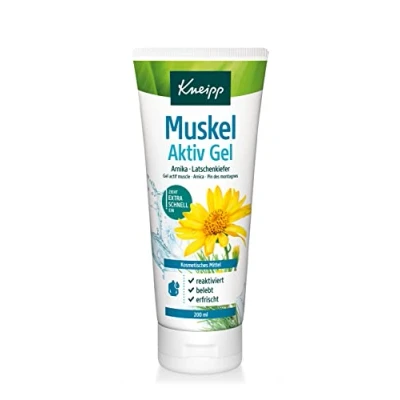 Abbildung von Kneipp Muskel Aktiv Gel mit wertvollem Arnika Extrakt und natürlichem Latschenkiefernöl zieht extra schnell ein vegan 200ml