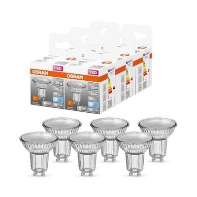 Abbildung von OSRAM Lamps PAR16 LED Reflektorlampe mit GU10 Sockel, Kaltweiss (4000K), Glas Spot, 2.6W, Ersatz für 35W Reflektorlampe, STAR PAR16, 6er Pack, White