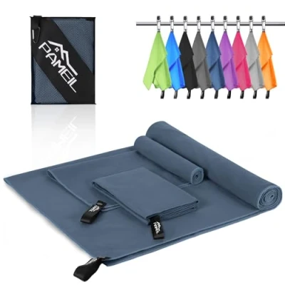 Abbildung von Pameil Mikrofaser Handtuch 3er Set (160x80cm Groß Badetuch +2 Stück 80x40cm Klein Handtuch), Reisehandtuch Schnelltrocknend Microfaser Handtücher für Fitness Sauna