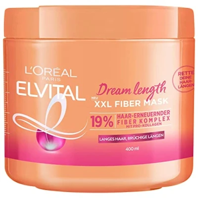 Abbildung von L&#039;Oréal Paris Elvital Intensivkur für gesündere und vollere Haarlängen, Maske gegen brüchige Längen, Mit Pro Kollagen, Dream Length XXL Fiber Mask, 1 x 400 ml