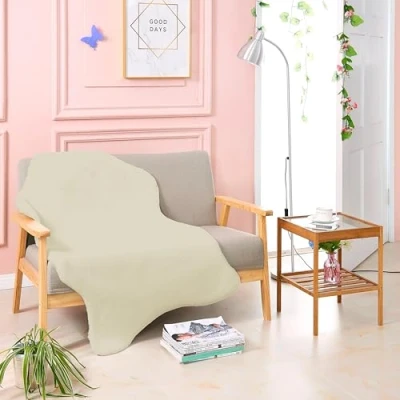 Abbildung von Teppich Wölkchen Fellteppich, Kunstfell Waschbar, Hasenfell Imitat, Kaninchenfell, Kurzfell Flauschiger Teppich, Bettvorleger, Fell, Fell für Sofa Beige 80x120cm