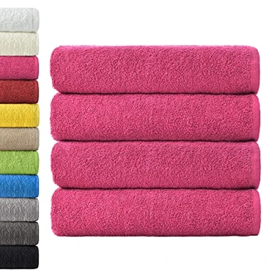 Abbildung von NatureMark 4er Pack Duschtücher, Größe 70x140cm, Pink, 100% Baumwolle