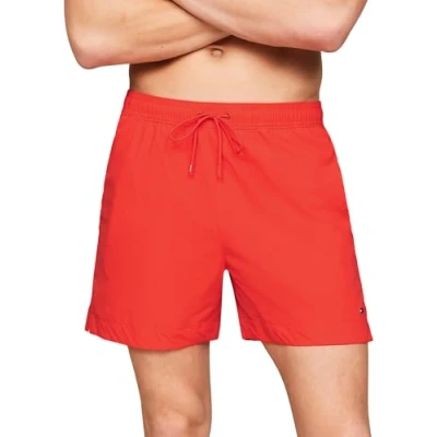 Abbildung von Tommy Hilfiger Herren Badeshorts Medium Drawstring Mittellang, Rot (Daring Scarlet), S