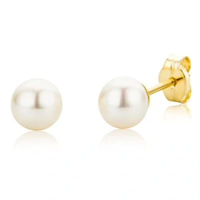 Abbildung von Miore Ohrringe Damen klassische Perlen Ohrstecker mit Weiße Süßwasserperlen 5.5 mm aus Gelbgold 9 Karat / 375 Gold, Ohrschmuck