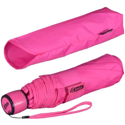 Abbildung von iX brella Mini Ultra Light Damen Taschenschirm mit großem Dach extra leicht neon pink