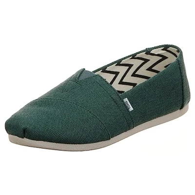 Abbildung von TOMS Damen Alpargata Flacher Slipper, Stormy Green Heritage Canvas, 36.5 EU