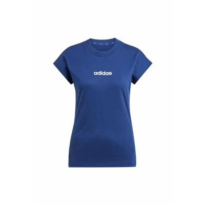 Abbildung von adidas Sportswear Essentials Linear Tshirt print Dark blue white, Damen, Größe: Small, white