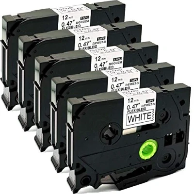 Abbildung von NEOUZA 5PK Compatible For Brother P Touch Laminated Tze Tz Label Tape Cartridge 12mmx8m (TZe Fx231 Flexible ID Cable Wire Black on White)
