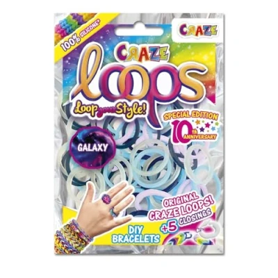 Abbildung von CRAZE loops BAG 100 Loom Bänder Nachfüllpack mit Gummibänder &amp; 5 Verschlüsse Kinderschmuck Bastelset aus hautfreundliches Silikon Farbmix, Farbenmix