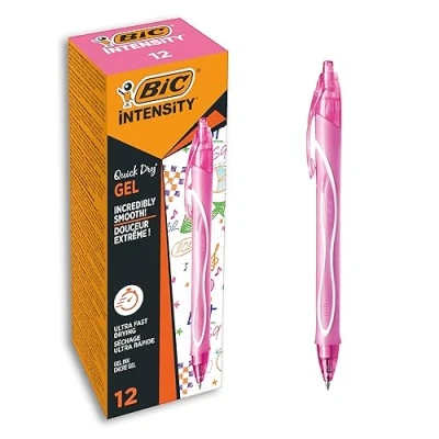 Abbildung von BIC Gel ocity Quick Dry Gelschreiber, mittlere Spitze (0,7 mm) Pink, 12 Stück Druckkugelschreiber mit ultraschnell trocknender Tinte