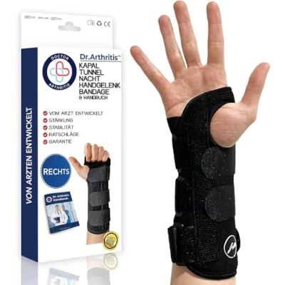 Abbildung von Dr. Arthritis Von Ärzten Entworfen, Verstellbare Handgelenkstütze/Handgelenk Schiene, Sehnenscheidenentzündung/Karpaltunnel Stützende Nacht Armschiene &amp; Handgelenkbandage [Rechts]