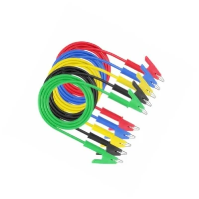 Abbildung von Aofan 5 Stück Doppelendige KrokodilklemmenKabel Test Lead,1500 V/15A, Messkabel, mit Isolatoren, Clips, Test, flexibles Kupferkabel für elektrische Tests, Farben, 1 m / 39 Zoll