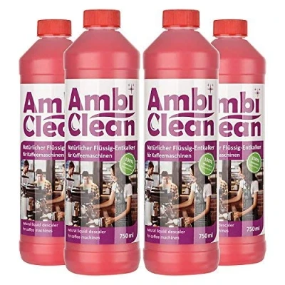 Abbildung von AmbiClean Universal Entkalker Für Kaffeevollautomaten, Kaffee Maschinen, Wasserkocher etc. 100% Natürlich Made in Germany Jura, Siemens, Delonghi, Krups, Melitta, Bosch uvm. 4 x 750ml