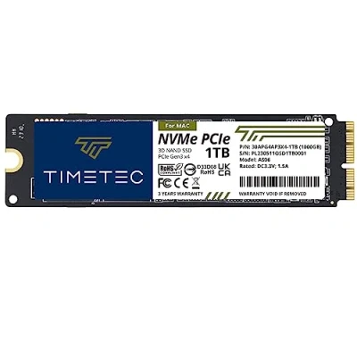 Abbildung von Timetec 1 TB Mac SSD NVMe PCIe Gen3x4 3D NAND TLC Lesen bis zu 2.000 MB/s, kompatibel mit MacBook Air (20132015, 2017), Pro (20132015), iMac (20132019), (2013), Mini (2014)