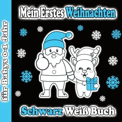 Abbildung von Mein Erstes Weihnachten Schwarz Weiß Buch für Babys 0 1 Jahr: Weihnachtsbilder zum Stimulierung Der Sehkraft Von Kleinkinder Visuelle Stimulation Kontrastkarten Nikolaus Geschenk Neues Baby