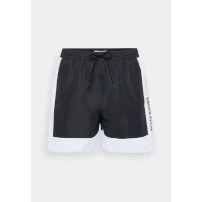 Abbildung von Calvin Klein Swimwear Medium Drawstring Fashion Badeshorts, Herren, Größe: XL, Black/white