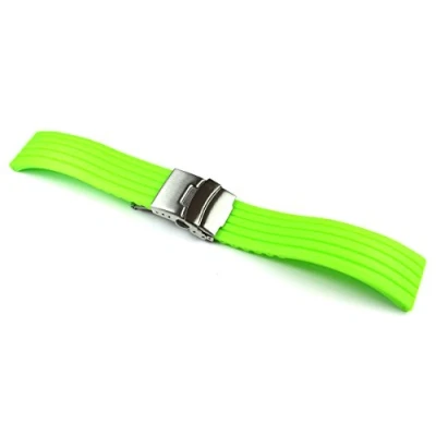 Abbildung von GRÜN KAUTSCHUK SILIKON Armband Taucher Diver 24 mm FALTSCHLIEßE
