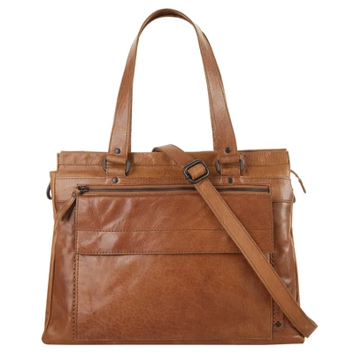 Abbildung von Spikes &amp; Sparrow Leder Laptop Schultertasche, Brandy