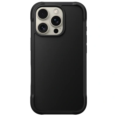 Abbildung von Apple iPhone 16 Pro Hülle MagSafe Kunststoff Nomad Hard Case/Backcover Handyhülle Schwarz Shockproof/Stoßfest