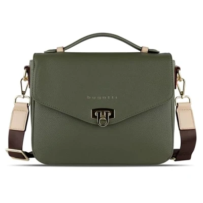 Abbildung von Bugatti Ella Classic Bag für Damen, Umhängetasche aus Kunstleder, Henkeltasche, olive