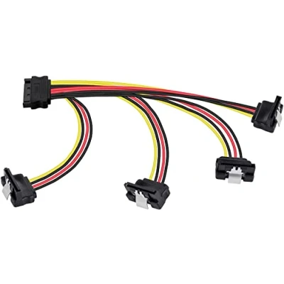 Abbildung von POPPSTAR 20cm SATA Stromkabel Adapter (vierfach) (1x Stecker (m) auf 4x Buchse (w) gewinkelt), Stromadapter für HDD, SSD, Festplatte, Motherboard