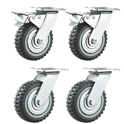 Abbildung von Nisorpa 4 Stück Schwerlastrollen 200mm Lenkrollen mit Bremse 360 Drehbar Transportrollen Vollgummi Rollen Schwerlast Tragkraft 1000kg (2 Lenkrollen, 2 Bremsrollen)
